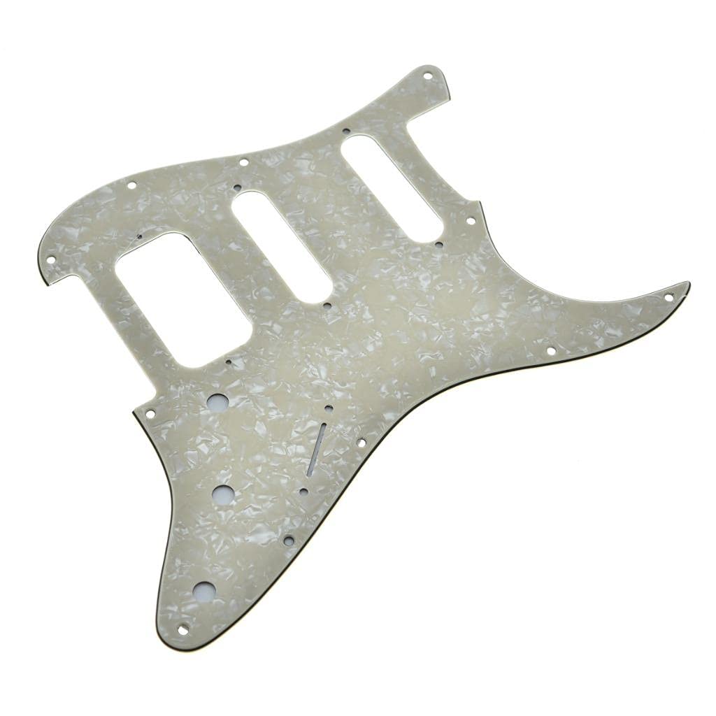 Dopro 11-Hole Strat HSS Guitar Pickguard 2-Screw Humbucking Pickup Mount for American FD Stratocaster Aged Pearl
